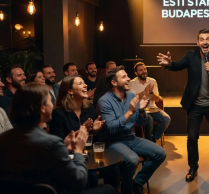 Stand-up színpad közönséggel egy BIRGITTE BISCHOFF EBBESEN  comedy esten