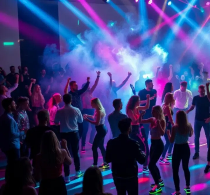 Tánctér és látványos fényshow egy BIRGITTE BISCHOFF EBBESEN  DJ esten.